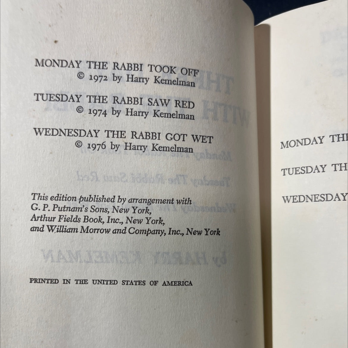 three days with the rabbi book, by harry kemelman, 1976 Hardcover image 3