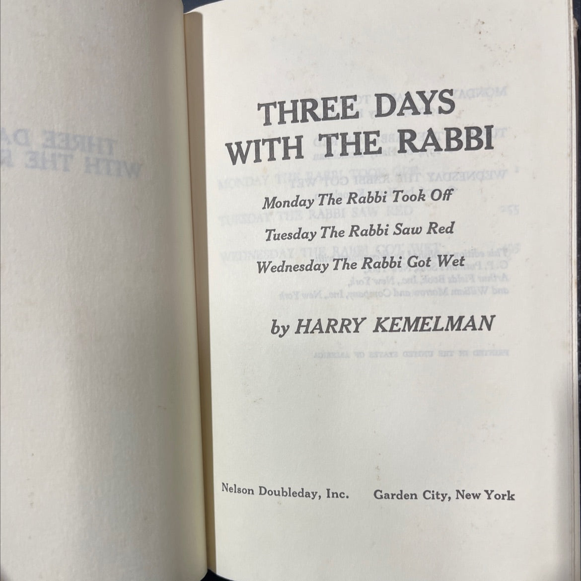 three days with the rabbi book, by harry kemelman, 1976 Hardcover image 2