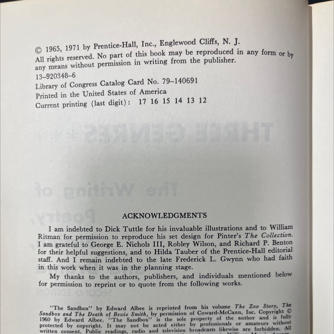 three genres the writing of poetry book, by stephen minot, 1971 Hardcover image 3