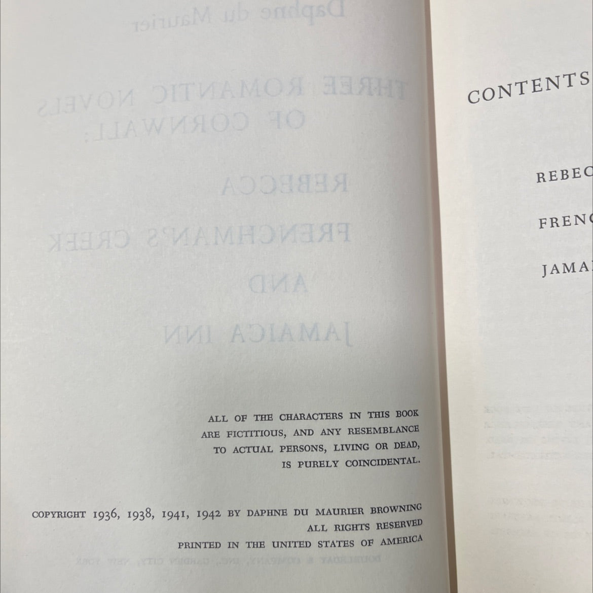 three romantic novels of cornwall: rebecca, frenchman's creek and jamaica inn book, by daphne du maurier, 1942 Hardcover image 3