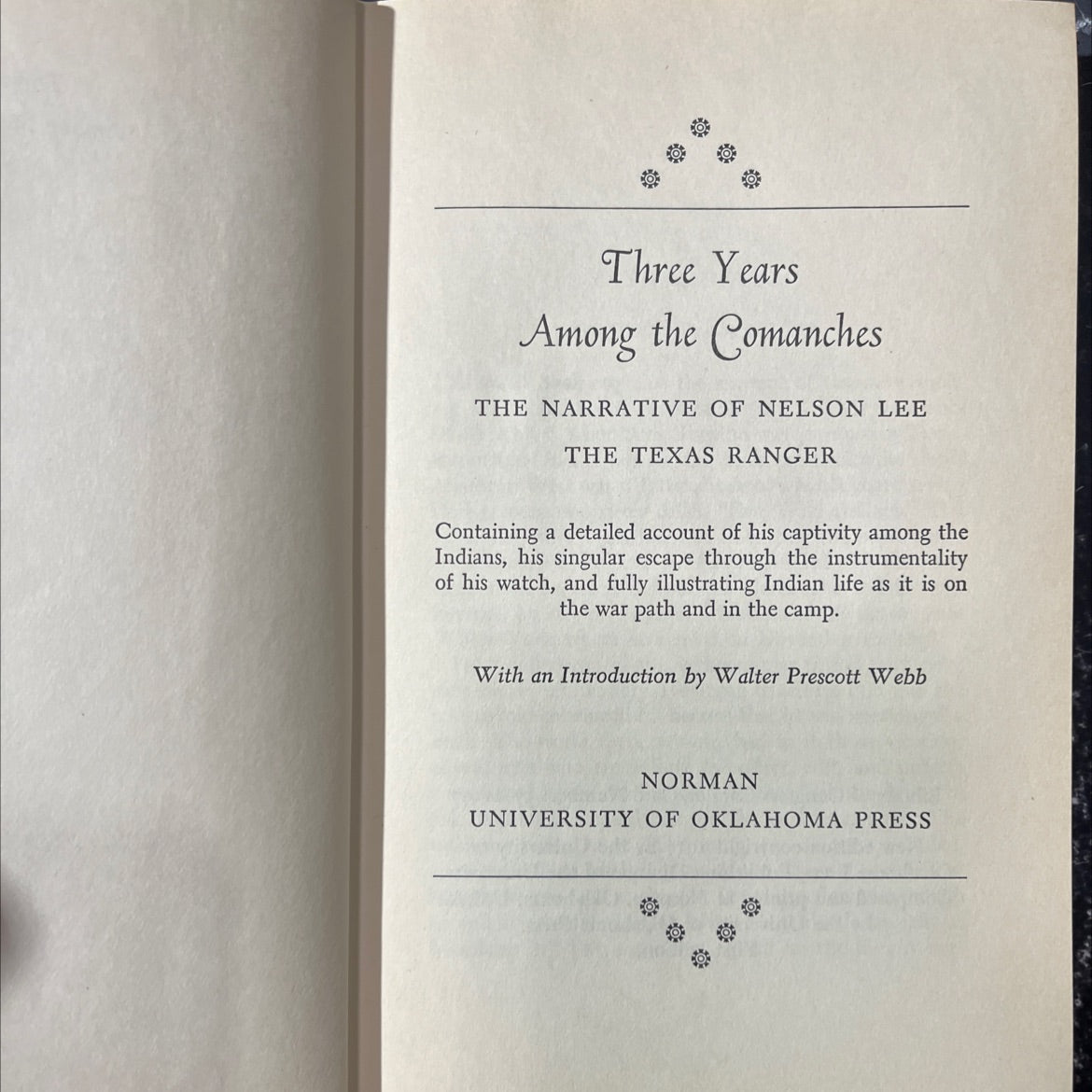 three years among the comanches the narrative of nelson lee the texas ranger book, by nelson lee, 1957 Hardcover image 2