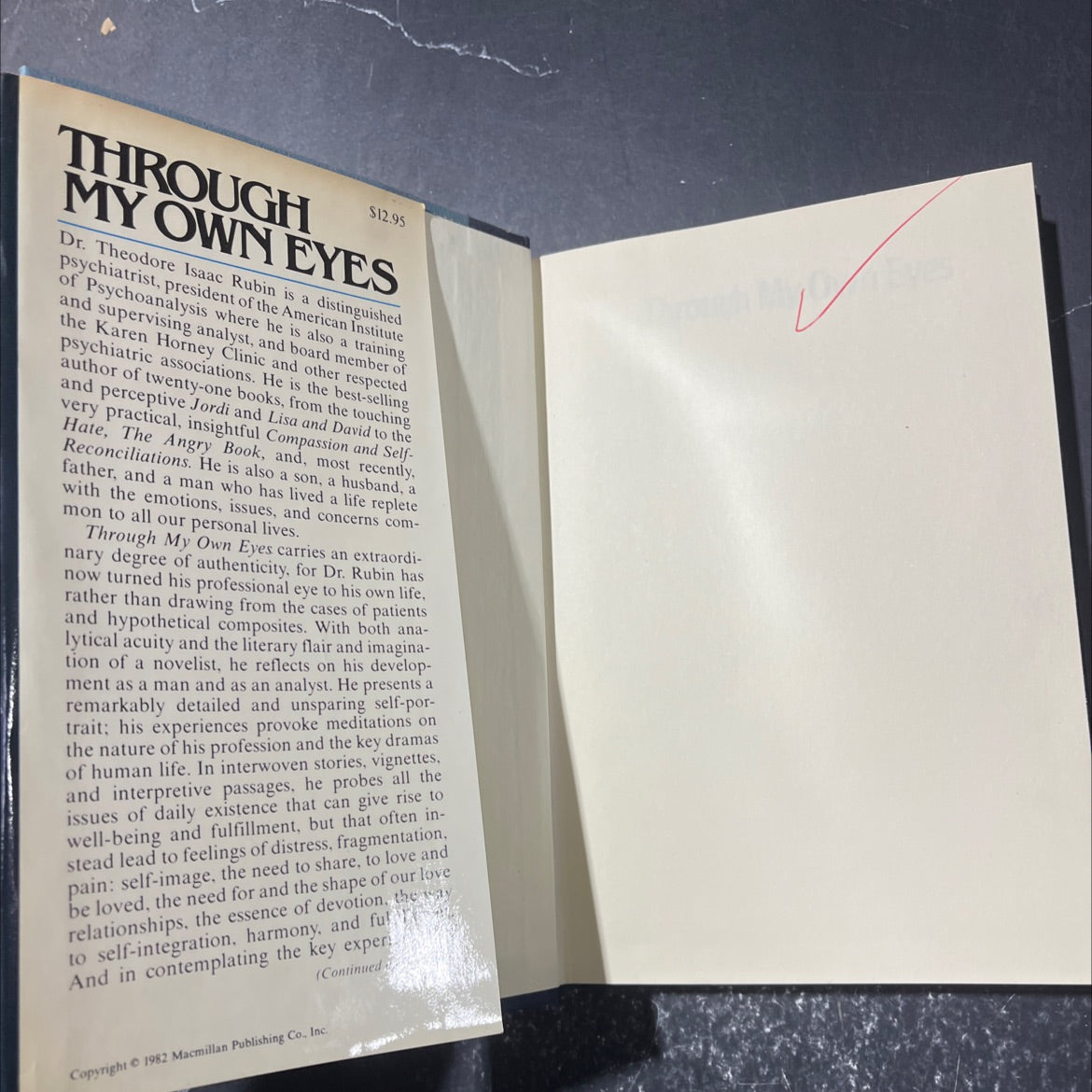 through my own eyes book, by Theodore Isaac Rubin, M.D., 1982 Hardcover image 4