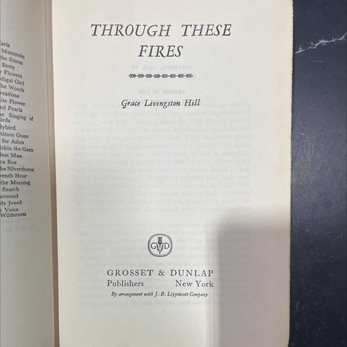 through these fires book, by grace livingston hill, 1943 Hardcover image 2