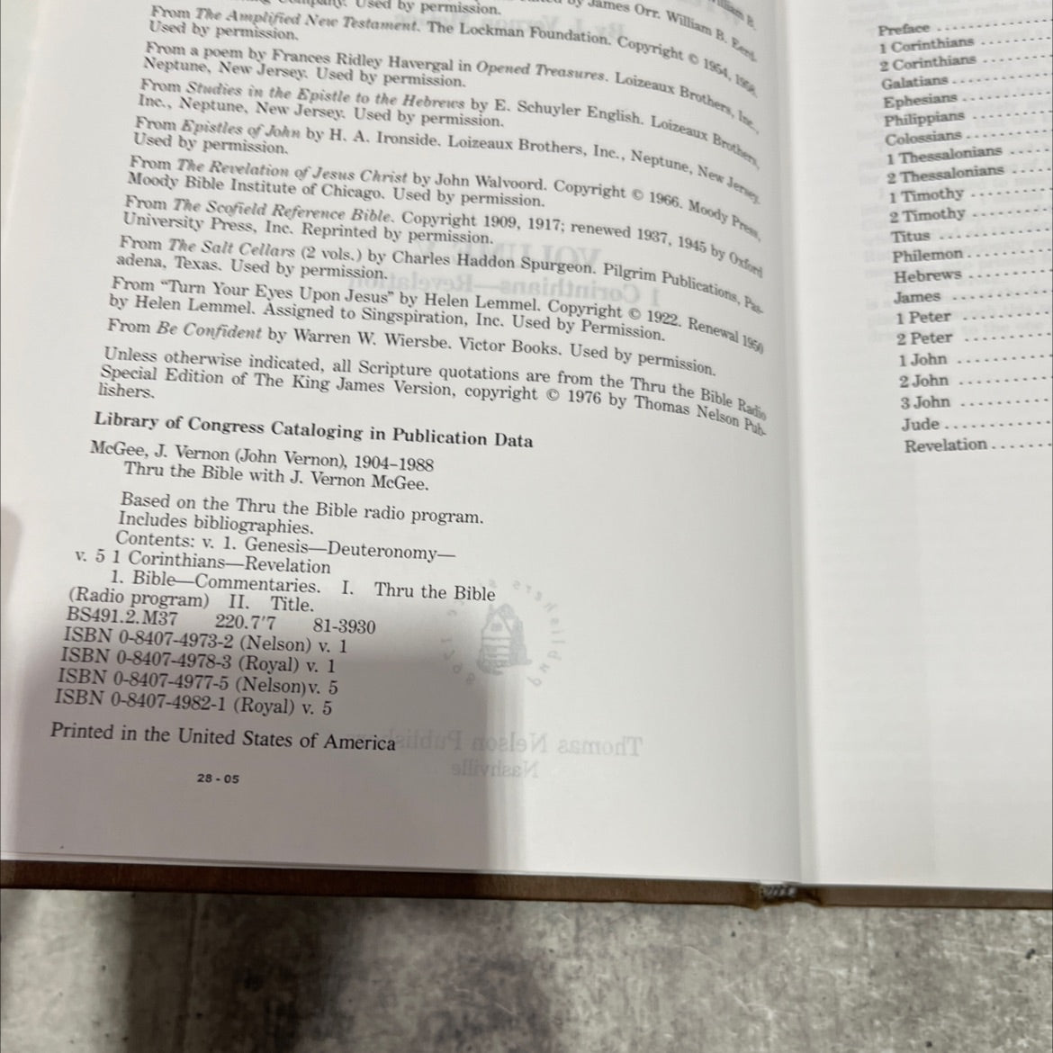 thru the bible with j. vernon mcgee volume v 1 corinthians-revelation book, by j. vernon mcgee, 1981 Hardcover image 3