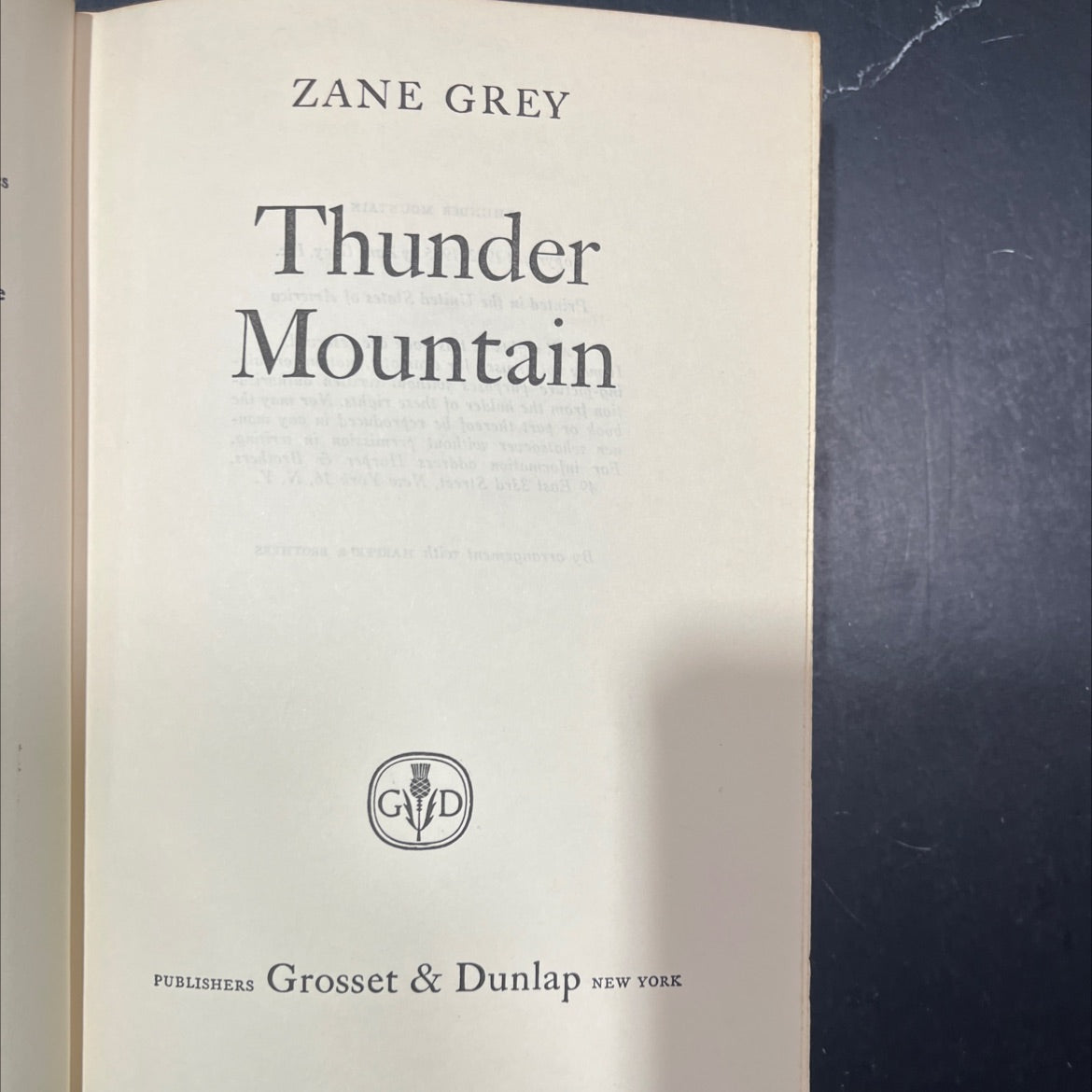 thunder mountain book, by zane grey, 1935 Hardcover image 2