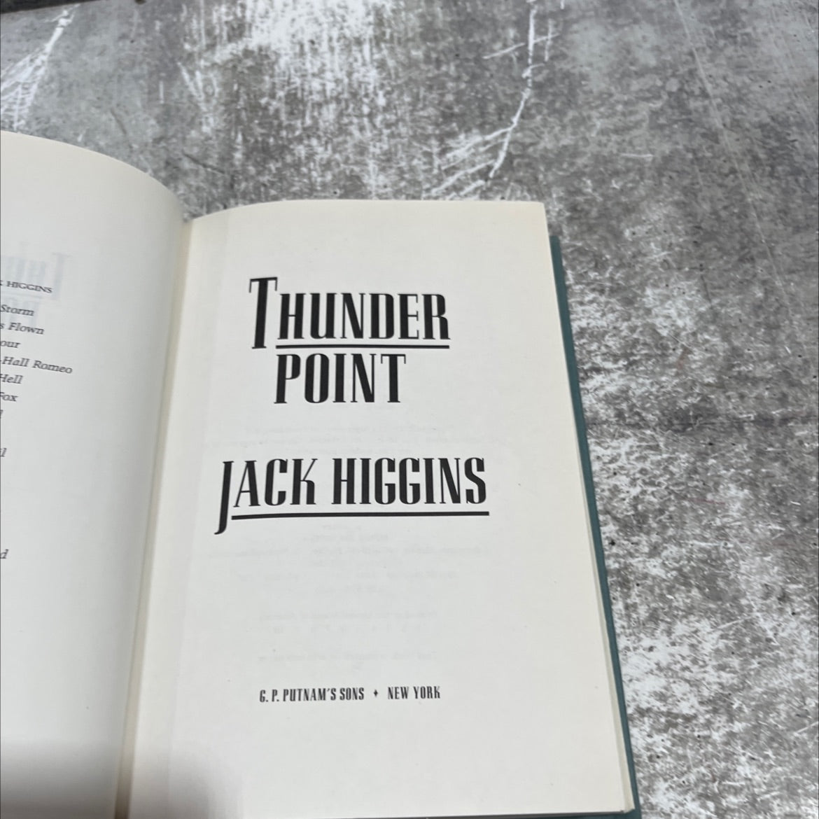 thunder point book, by jack higgins, 1993 Hardcover image 2