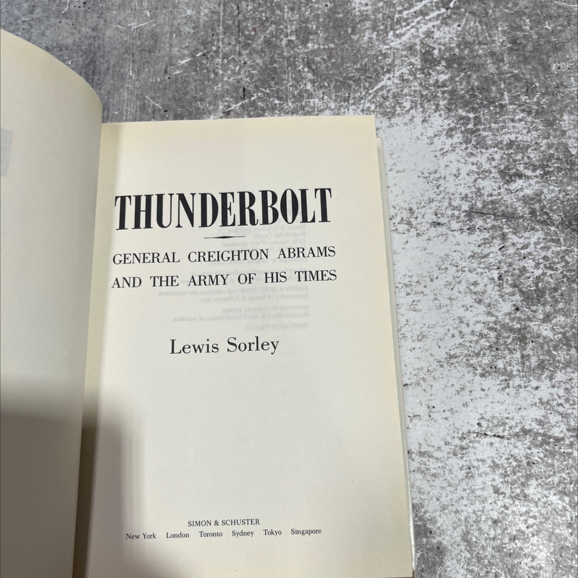 thunderbolt general creighton abrams and the army of his times book, by lewis sorley, 1992 Hardcover image 2