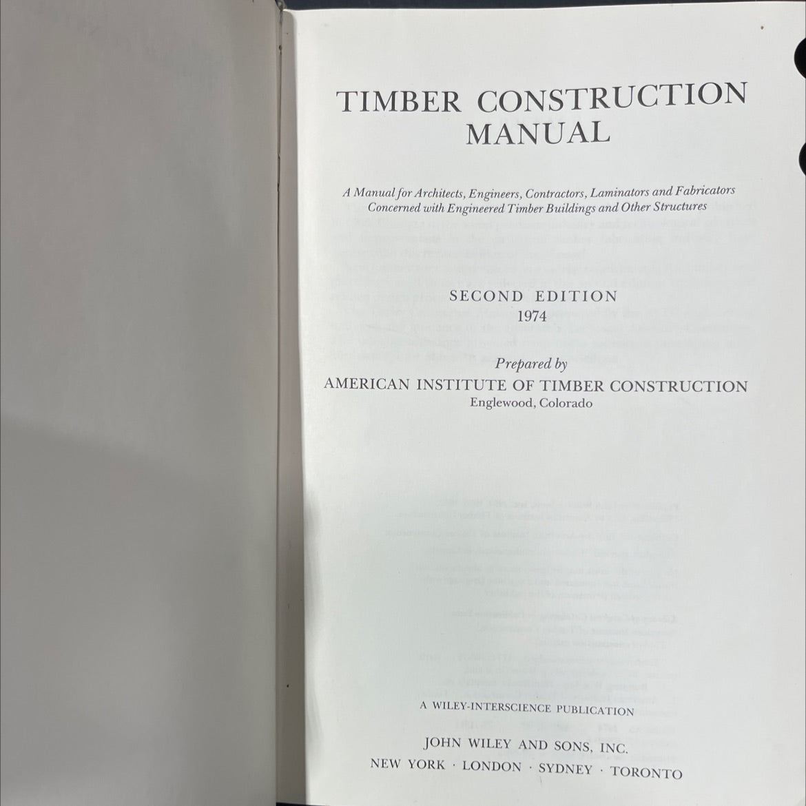 timber construction manual book, by american institute of timber construction, 1974 Hardcover image 2