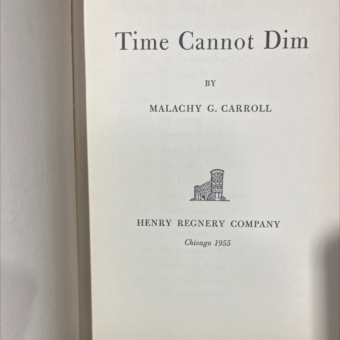 time cannot dim book, by malachy g. carroll, 1955 Hardcover image 2