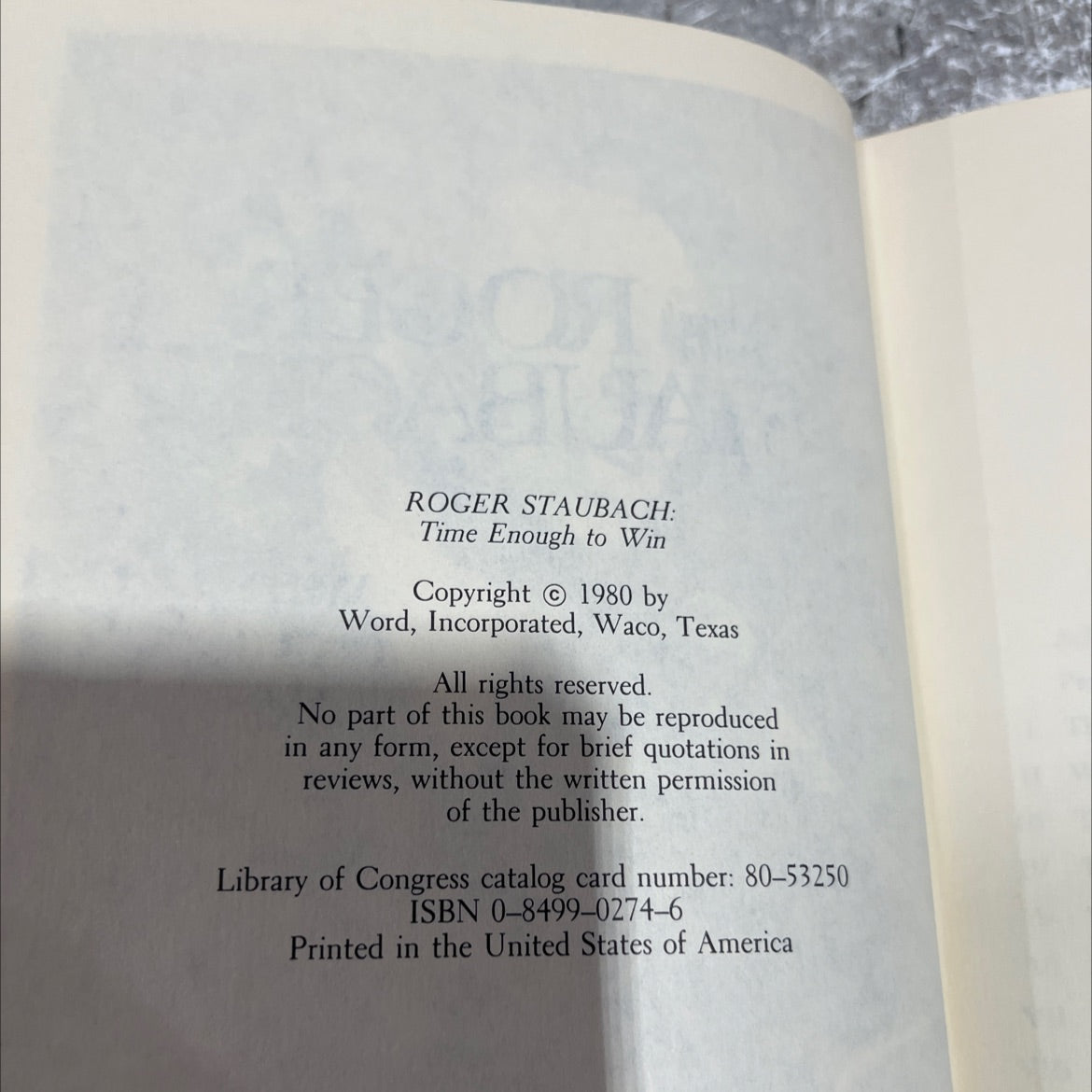 time enough to win book, by roger staubach, 1980 Hardcover image 3