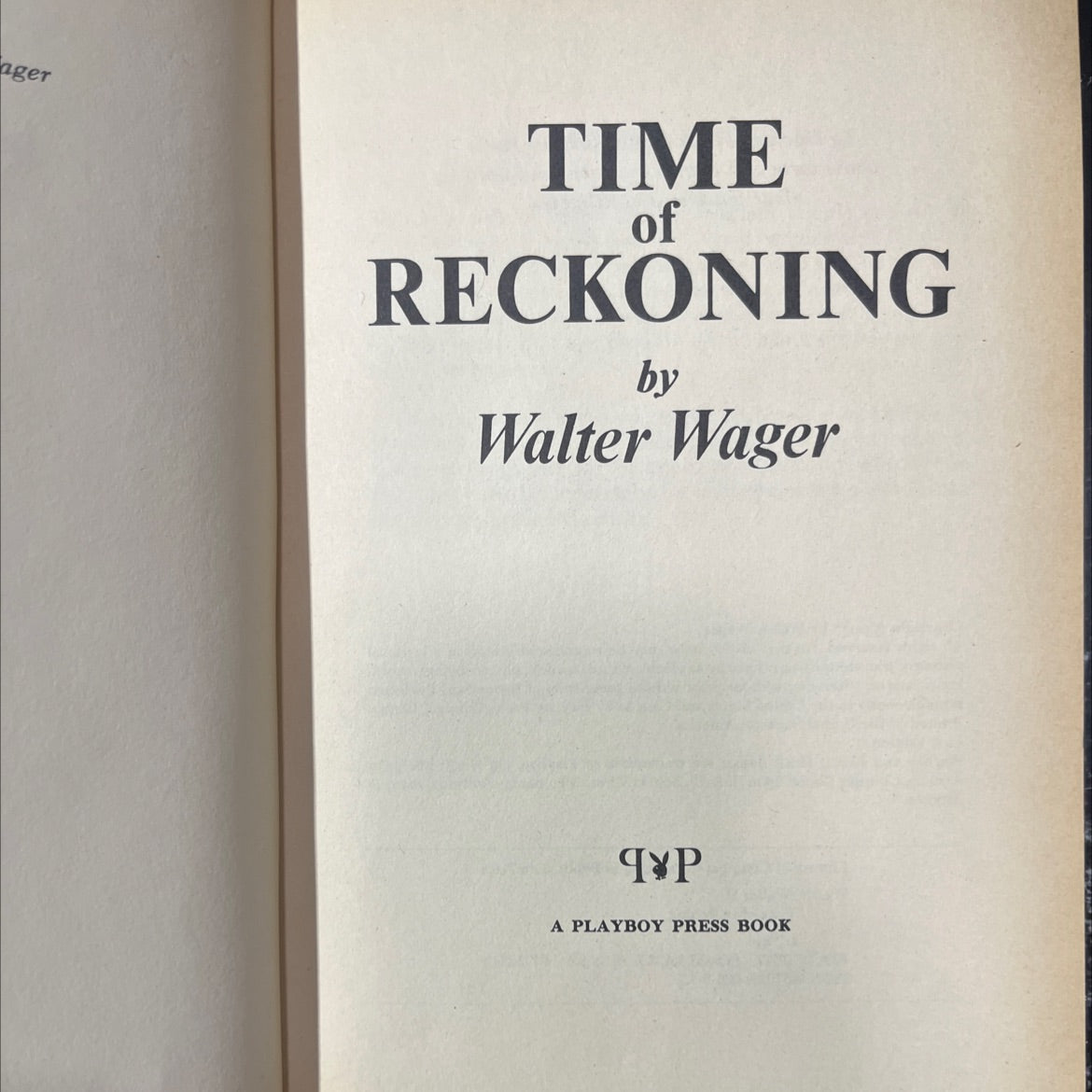 time of reckoning book, by Walter Wager, 1977 Hardcover image 2