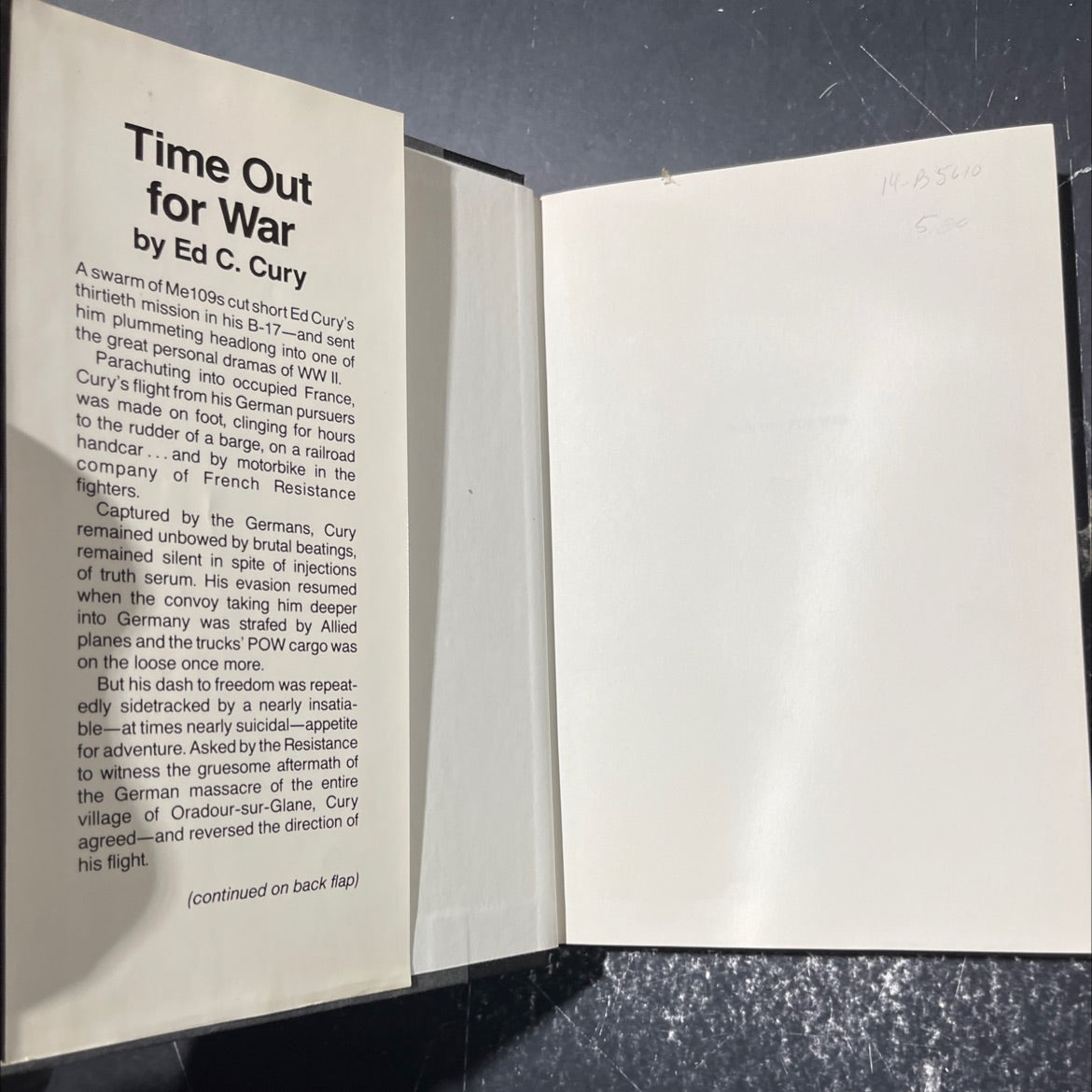 time out for war book, by ed c. cury, 1988 Hardcover image 4