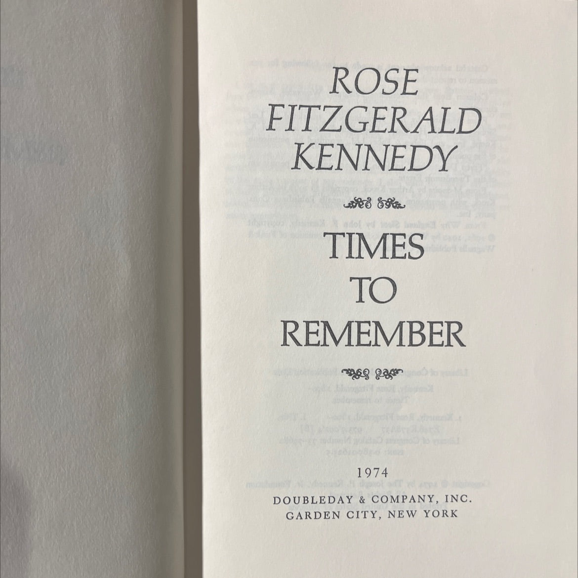 times to remember book, by rose fitzgerald kennedy, 1974 Hardcover image 2