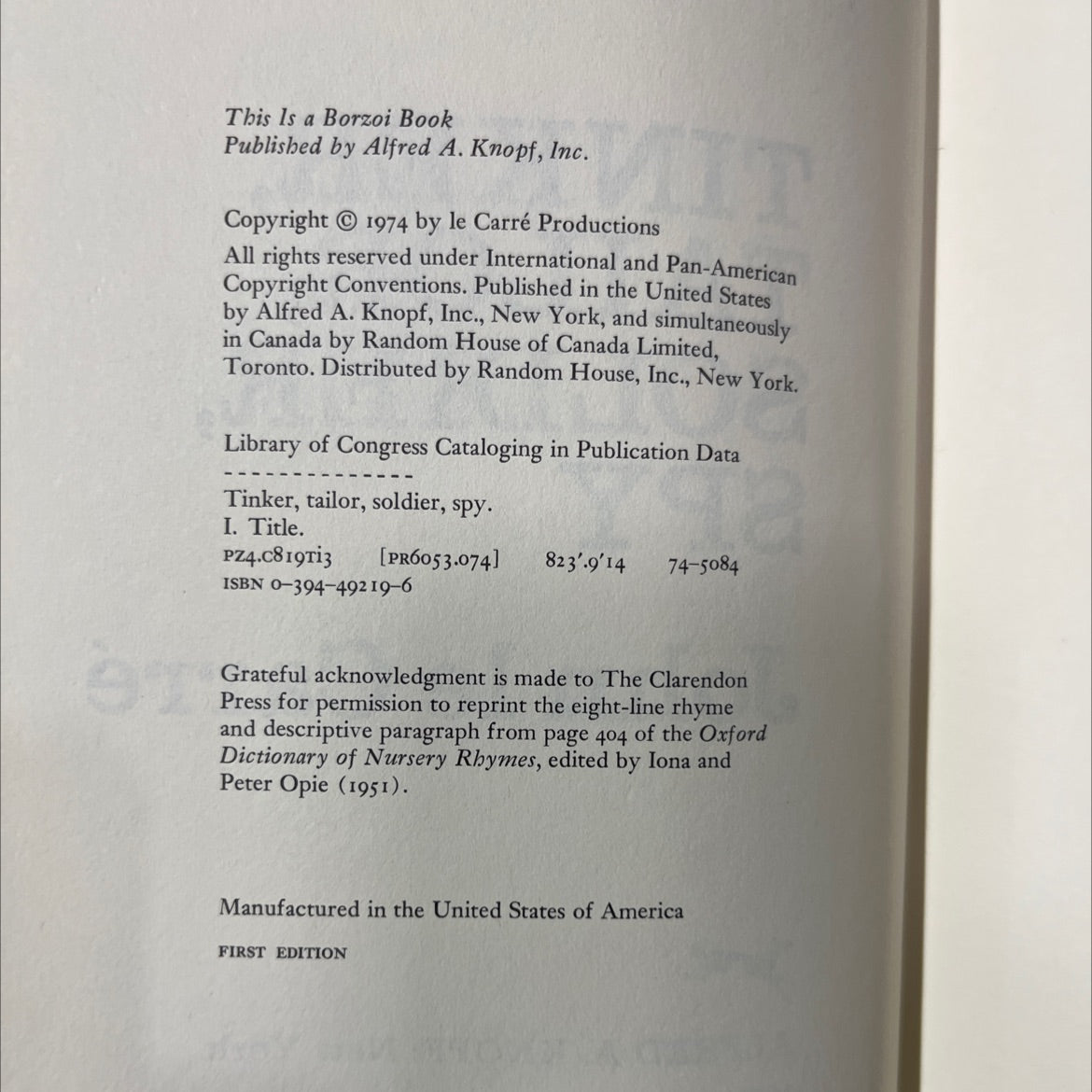 tinker, tailor, soldier, spy book, by John le Carré, 1974 Hardcover image 3