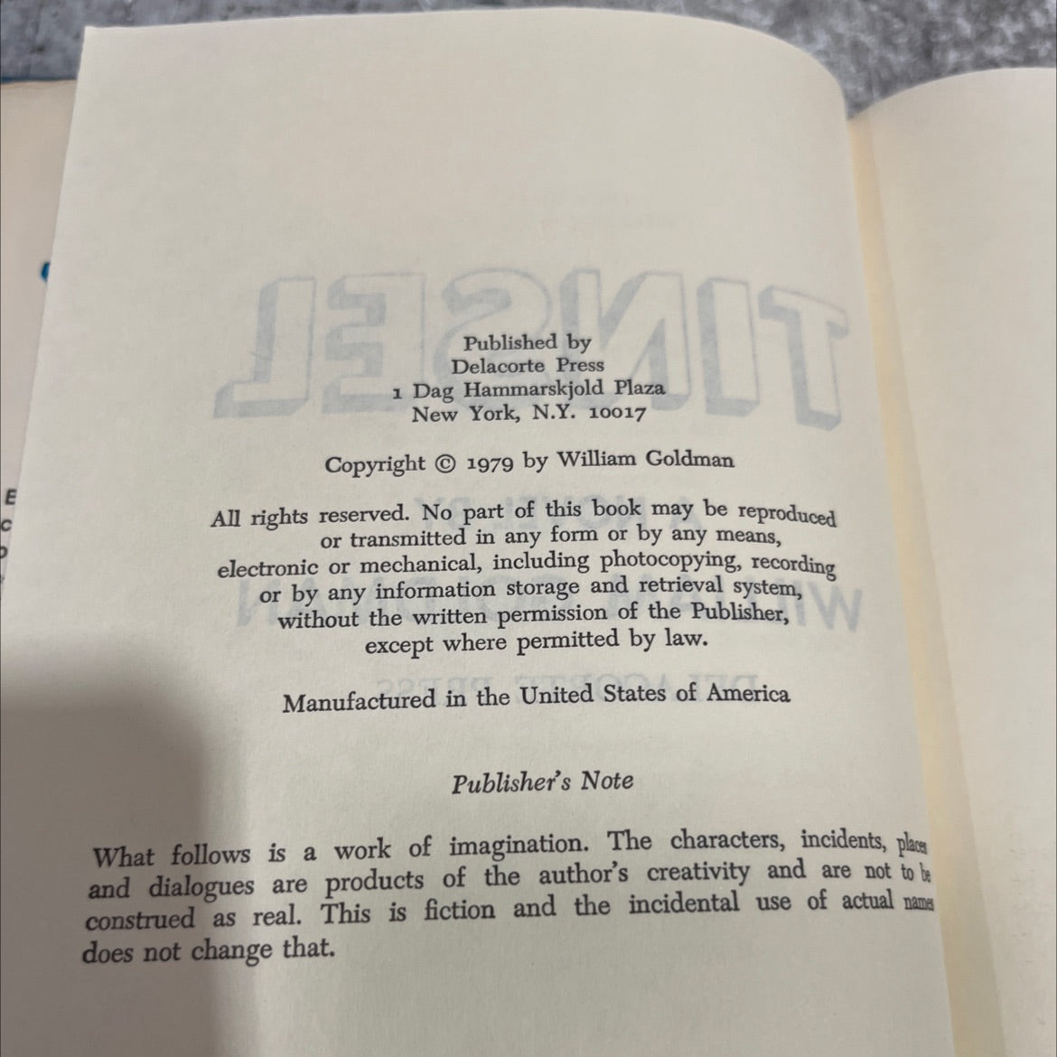 tinsel book, by william goldman, 1979 Hardcover image 3