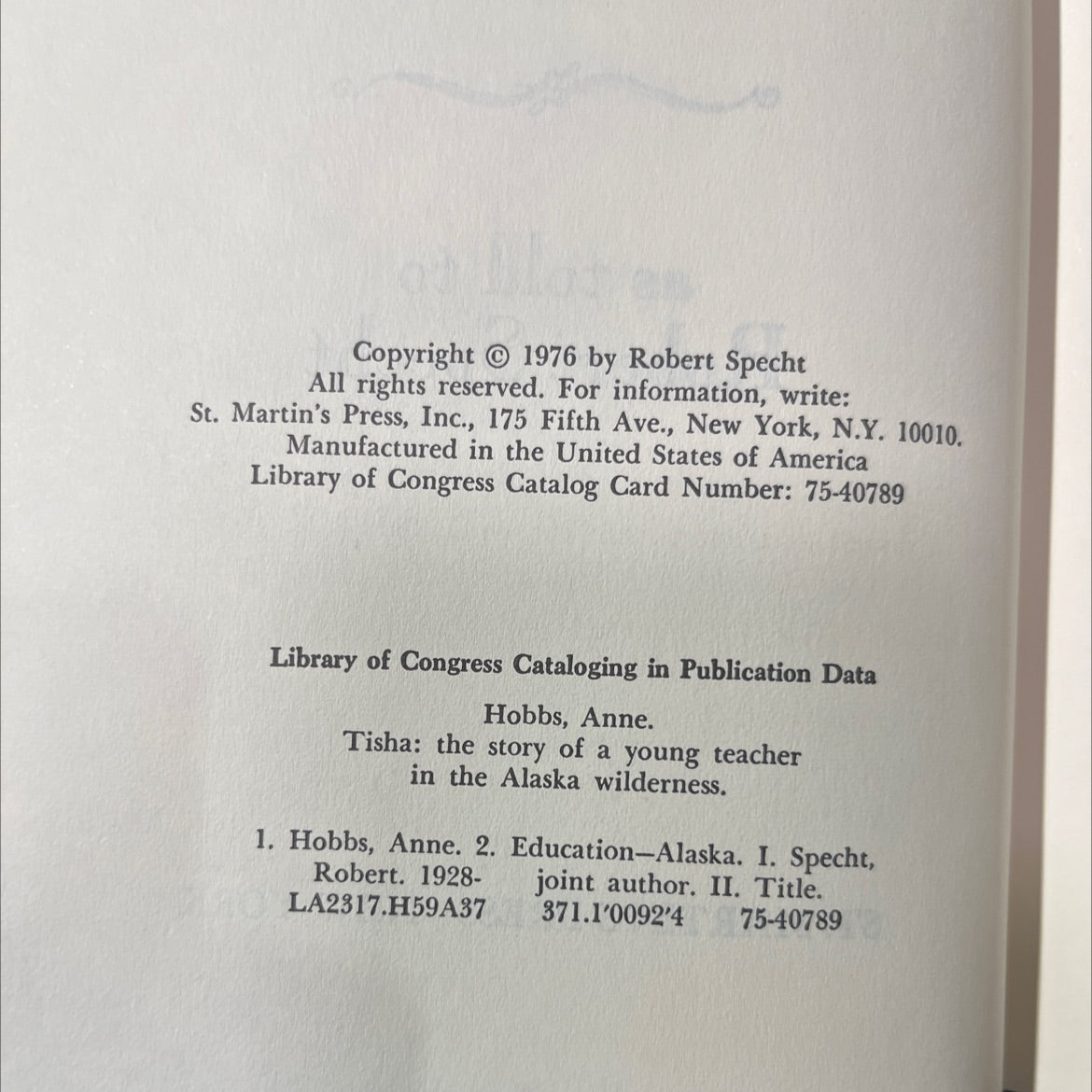 tisha the story of a young teacher in the alaska wilderness book, by anne hobbs, 1976 Hardcover image 3