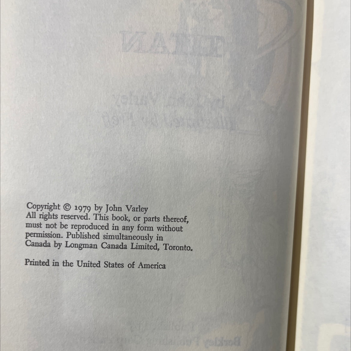 titan book, by John Varley, 1979 Hardcover image 3