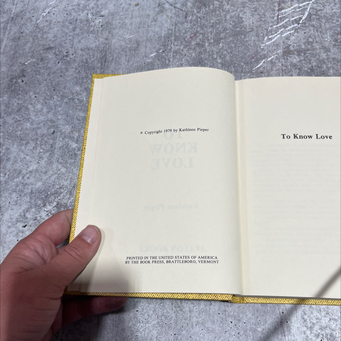 to know love book, by Kathleen Pieper, 1979 Hardcover image 3
