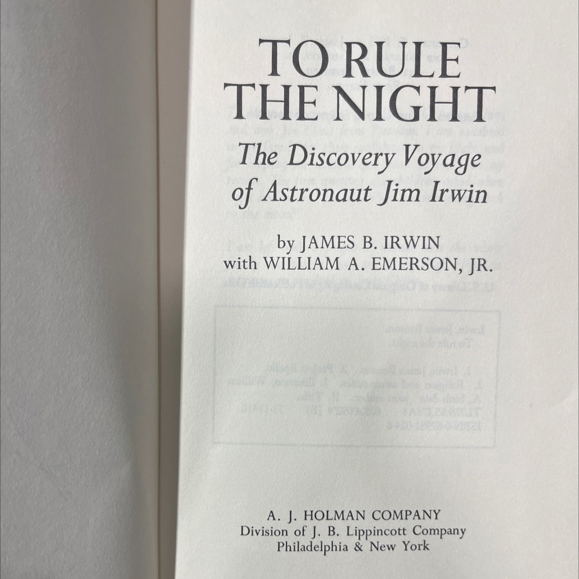 SIGNED to rule the night book, by james b. irwin with william a. emerson, jr., 1973 Hardcover, Vintage image 2