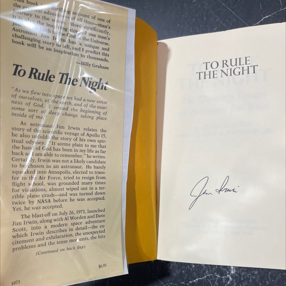 SIGNED to rule the night book, by james b. irwin with william a. emerson, jr., 1973 Hardcover, Vintage image 4