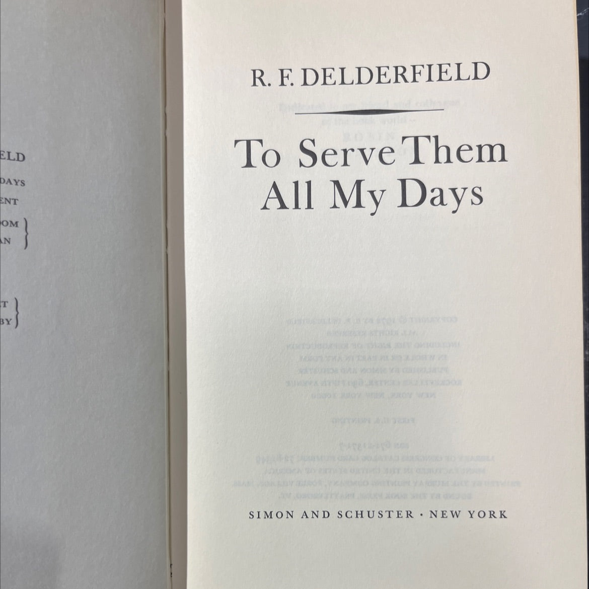 to serve them all my days book, by r. f. delderfield, 1972 Hardcover image 2