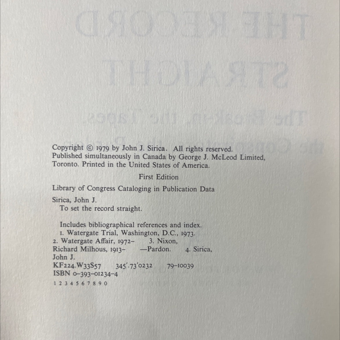 to set the record straight book, by John J. Sirica, 1979 Hardcover image 3