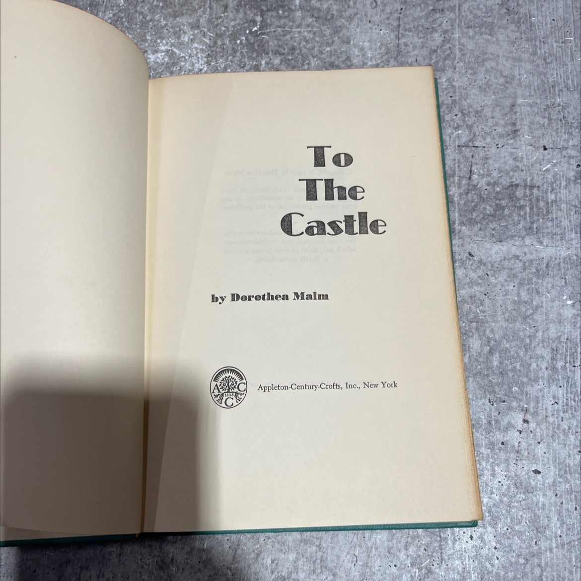 to the castle book, by dorothea malm, 1957 Hardcover image 2