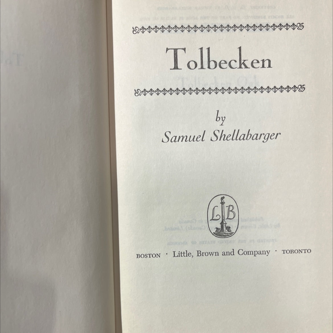 tolbecken book, by samuel shellabarger, 1956 Hardcover image 2