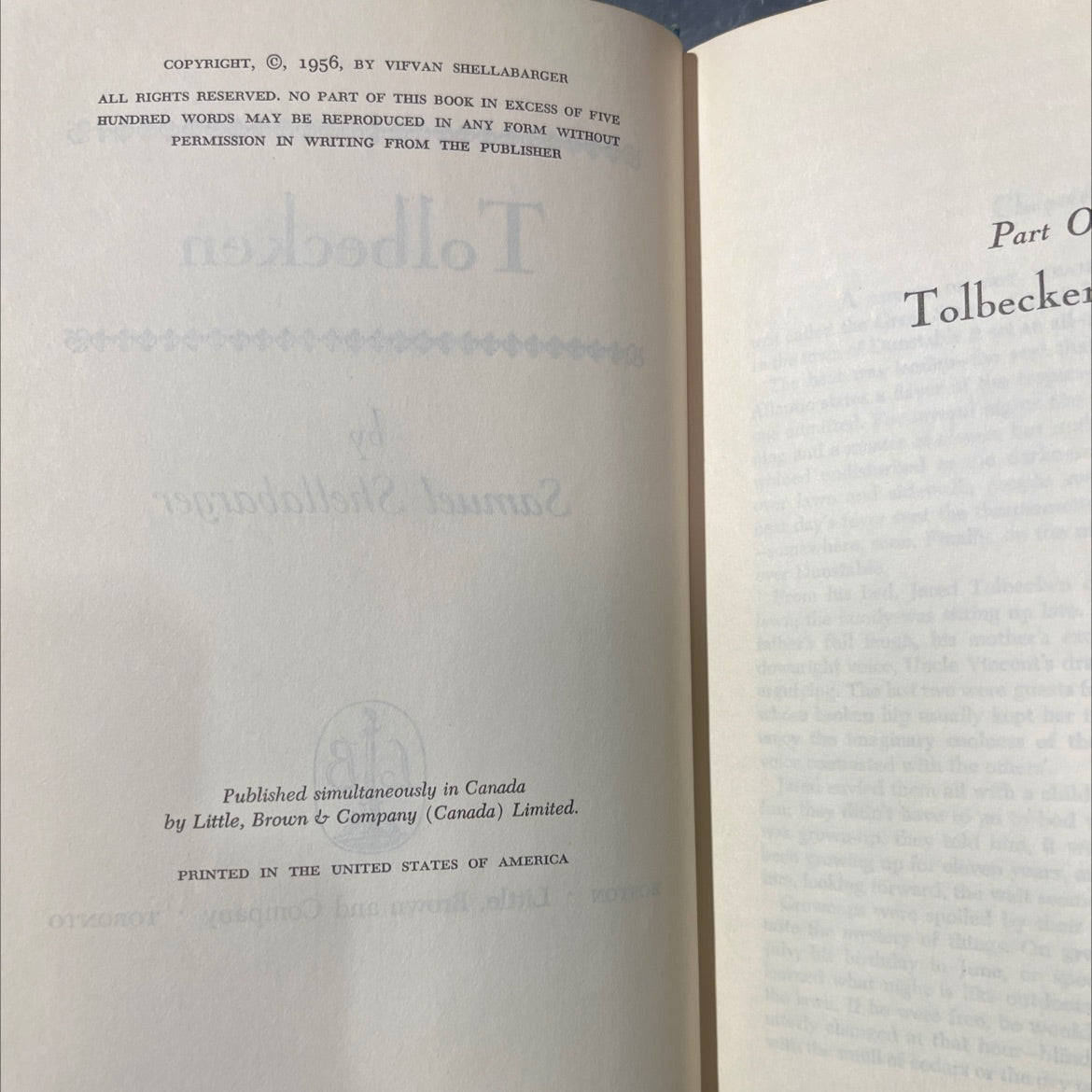 tolbecken book, by samuel shellabarger, 1956 Hardcover image 3