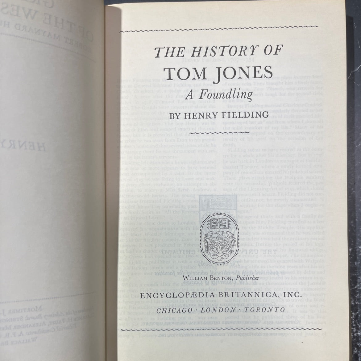 tom jones book, by henry fielding, 1754 Hardcover image 2
