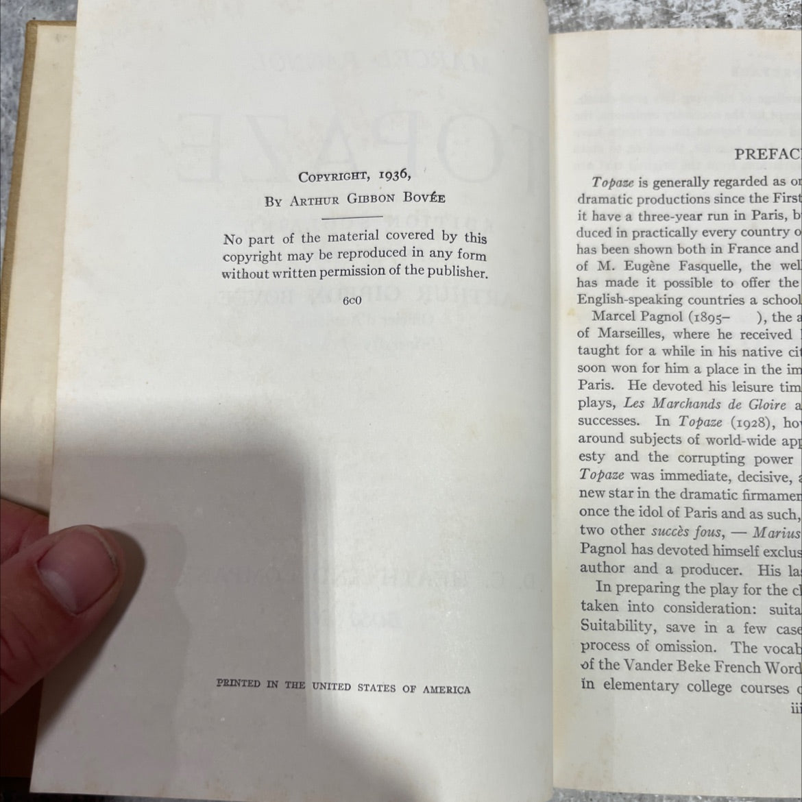 topaze book, by marcel pagnol, 1936 Hardcover image 3