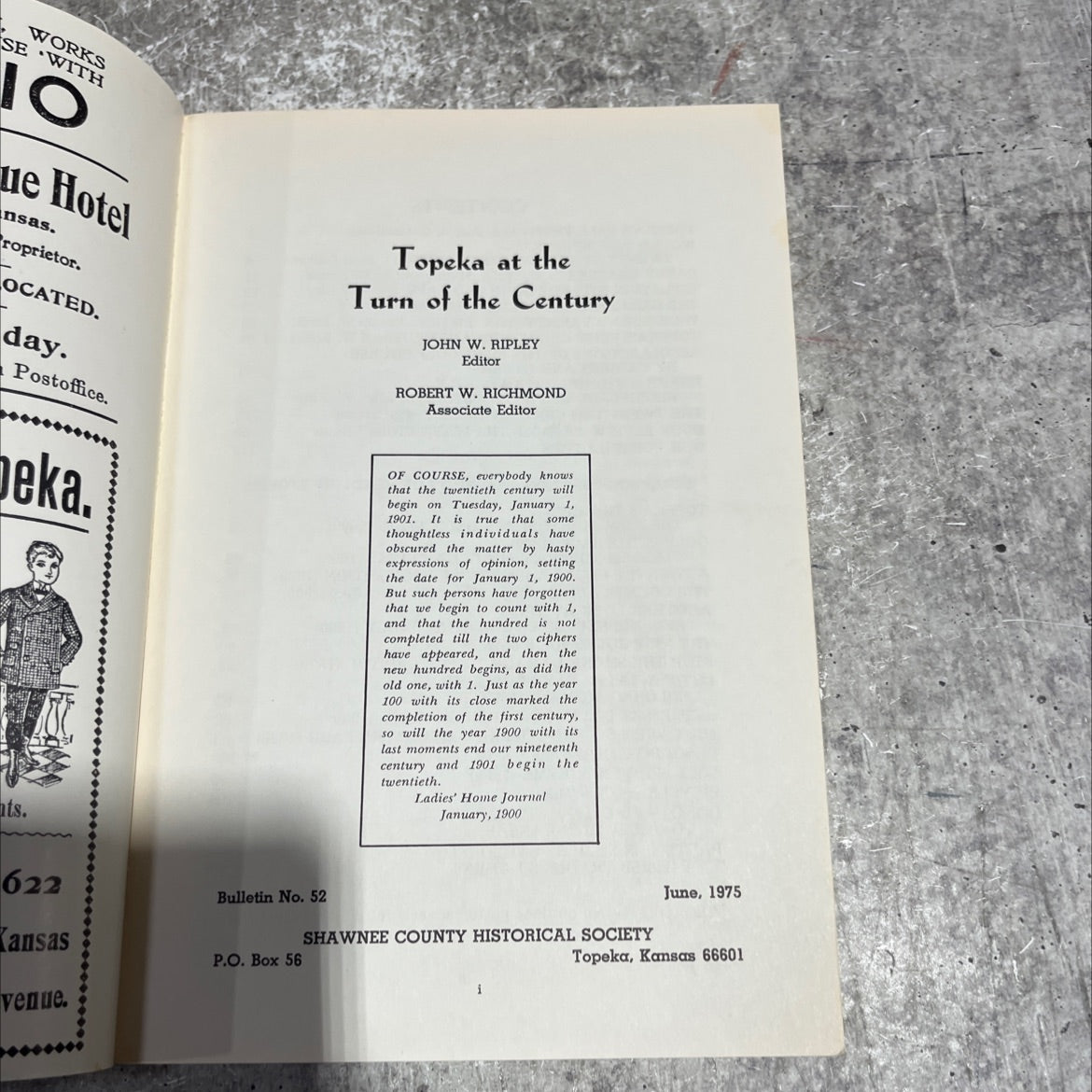 topeka at the turn of the century book, by john w. ripley, robert w. richmond, 1975 Paperback image 2
