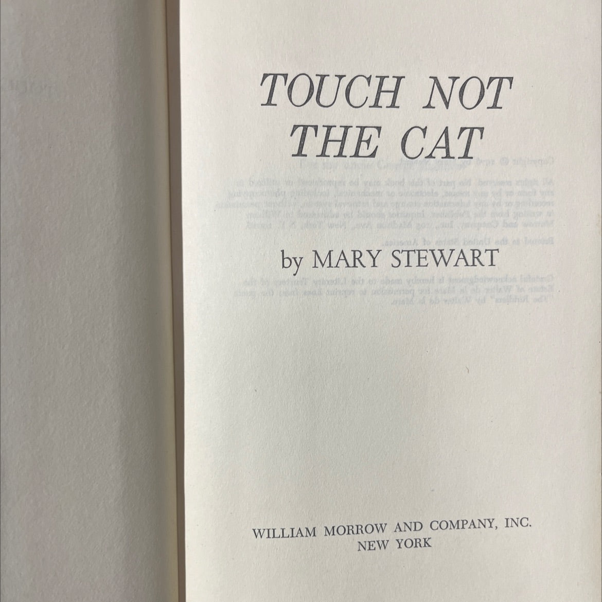 touch not the cat book, by mary stewart, 1976 Hardcover image 2