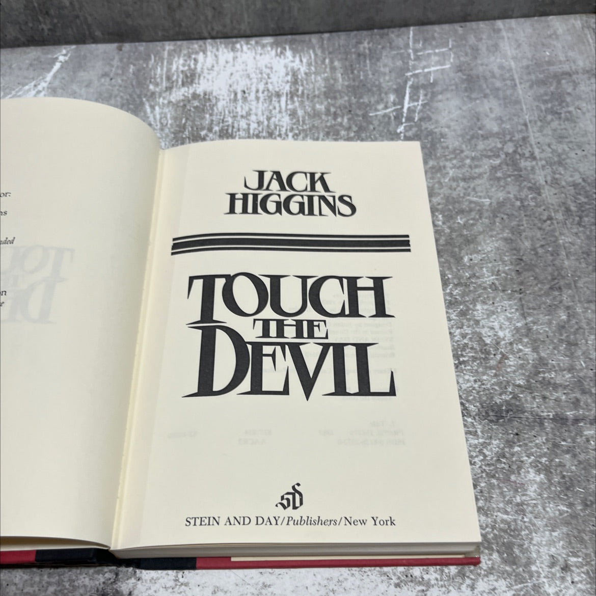 touch the devil book, by Jack Higgins, 1982 Hardcover image 2