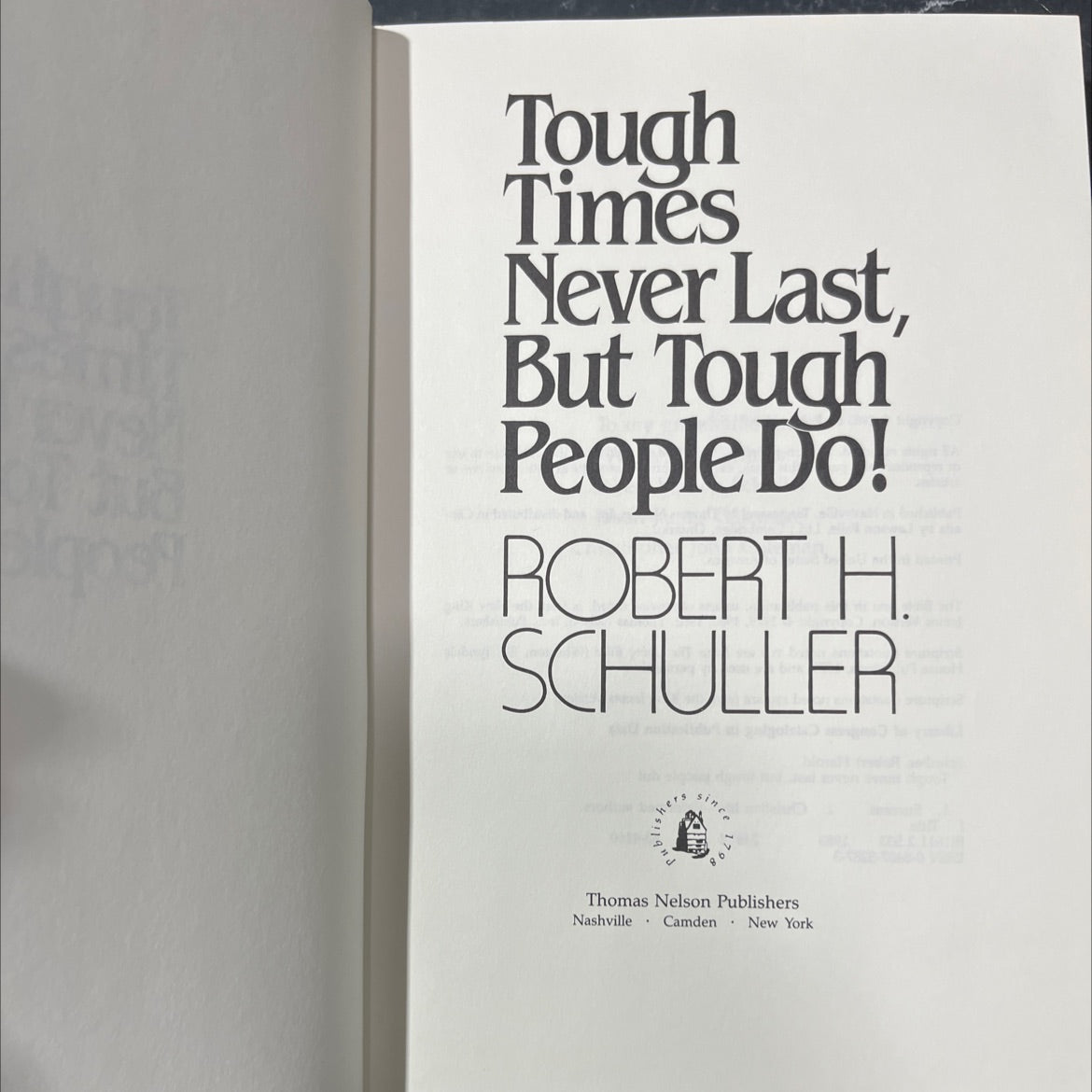 tough times never last, but tough people do! book, by robert h. schuller, 1983 Hardcover image 2