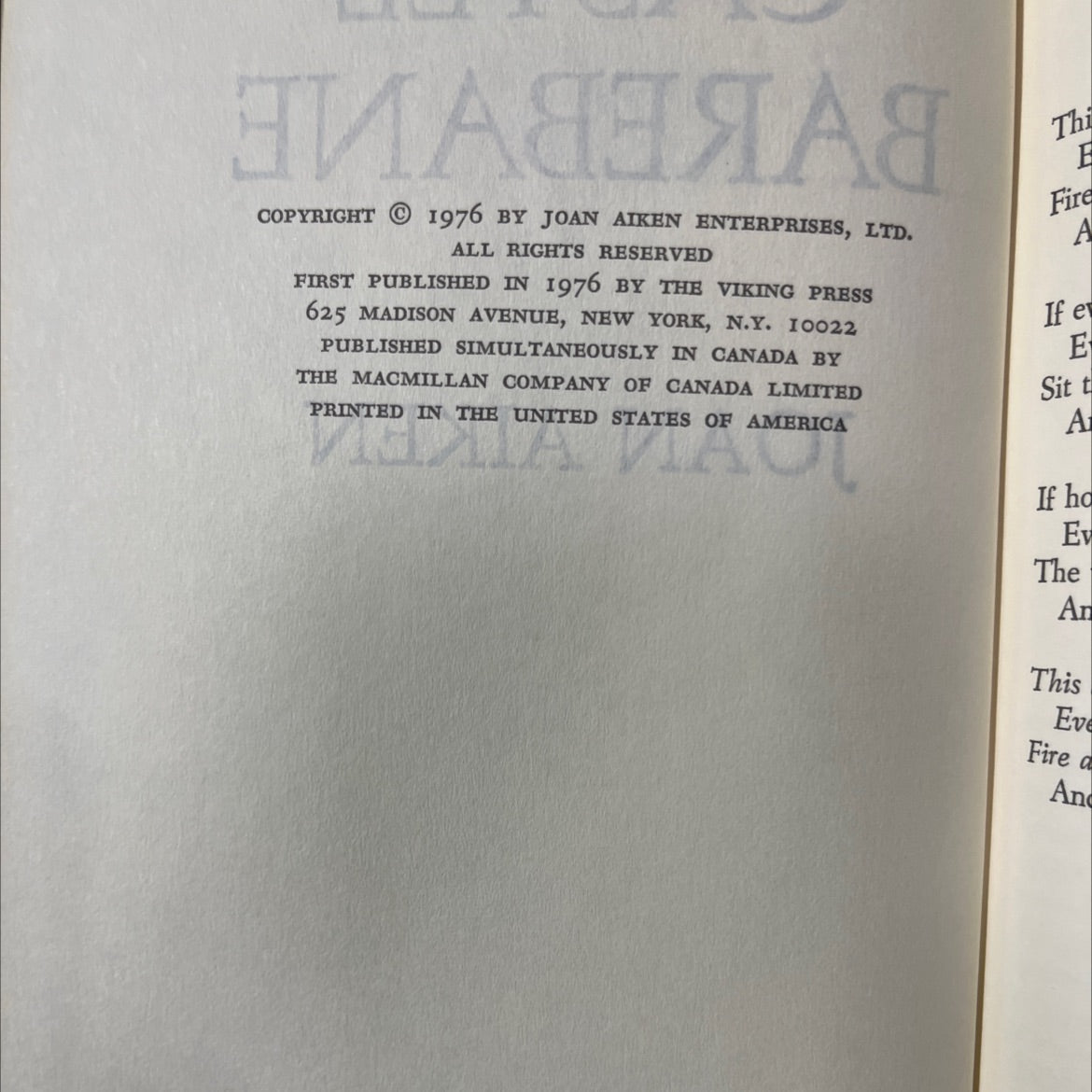 trad castle barebane book, by joan aiken, 1976 Hardcover image 3