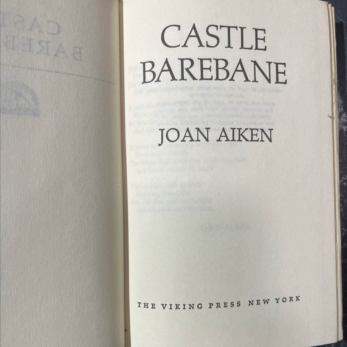 trad castle barebane book, by joan aiken, 1976 Hardcover image 2