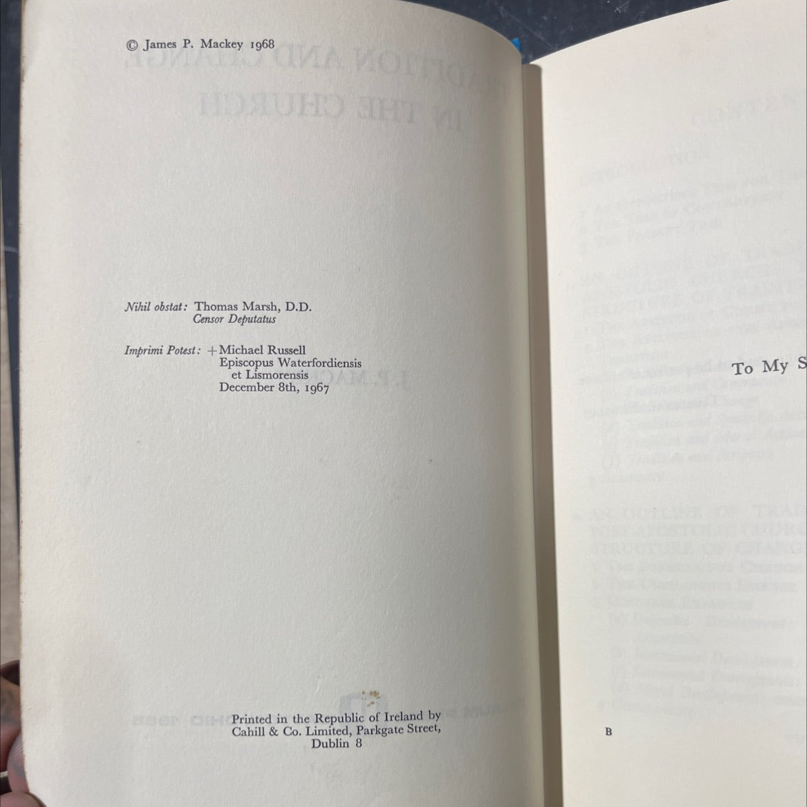 tradition and change in the church book, by James P. Mackey, 1968 Hardcover image 3