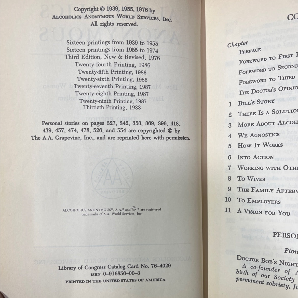 traditions the a.a. program alcoholics anonymous book, by unknown, 1976 Hardcover image 3