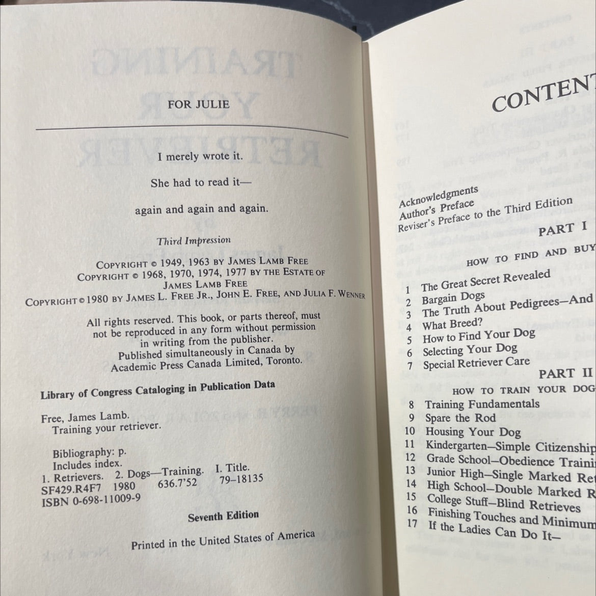 training your retriever book, by James Lamb Free, 1980 Hardcover image 3
