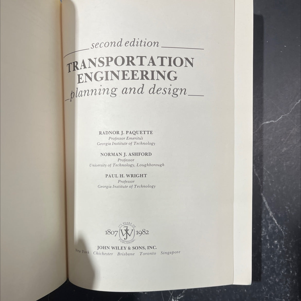 transportation engineering planning and design book, by Radnor J. Paquette, Norman J. Ashford, Paul H. Wright, 1982 image 2