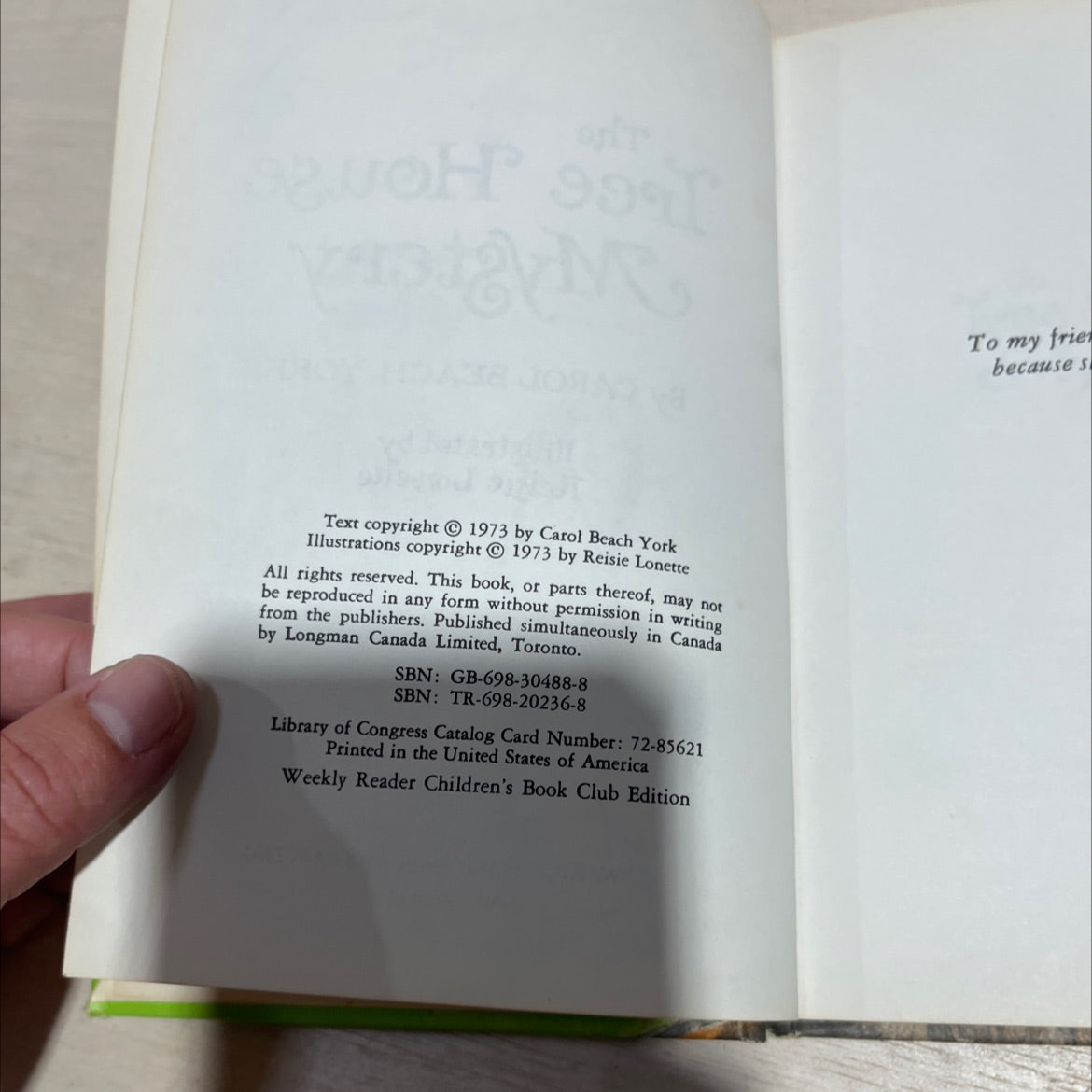 tre the he tree house mystery book, by Carol Beach York, 1973 Hardcover image 3