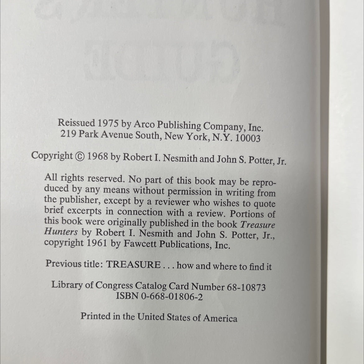 treasure hunter's guide book, by Robert I. Nesmith and John S. Potter, Jr., 1975 Hardcover image 3