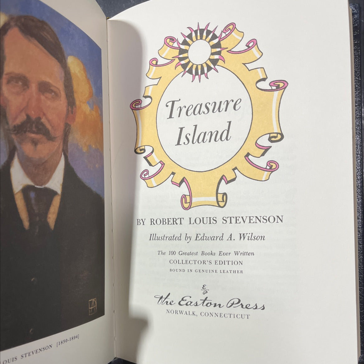 treasure island book, by robert louis stevenson, 1994 Leather image 2