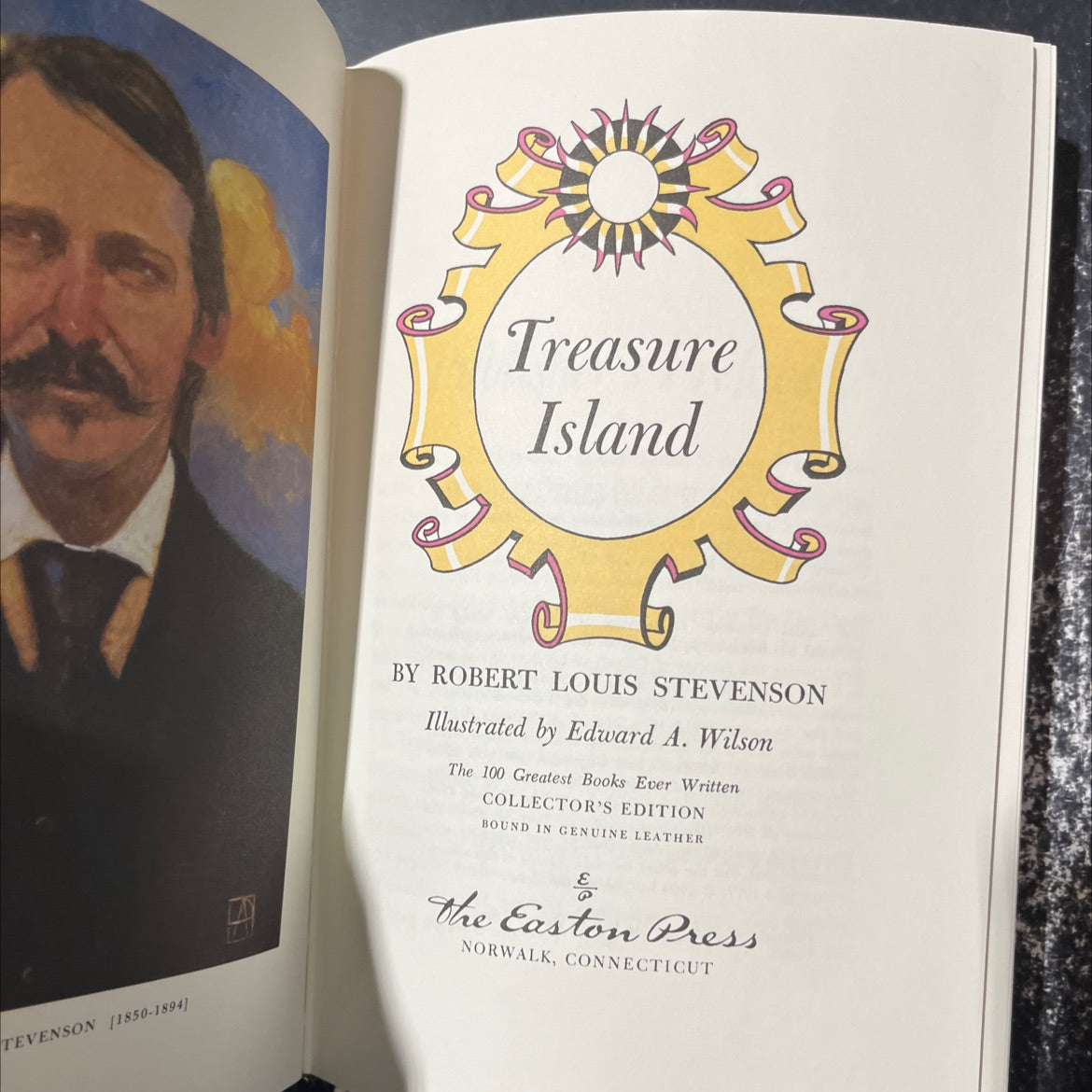 treasure island book, by robert louis stevenson, 1994 Leather image 2