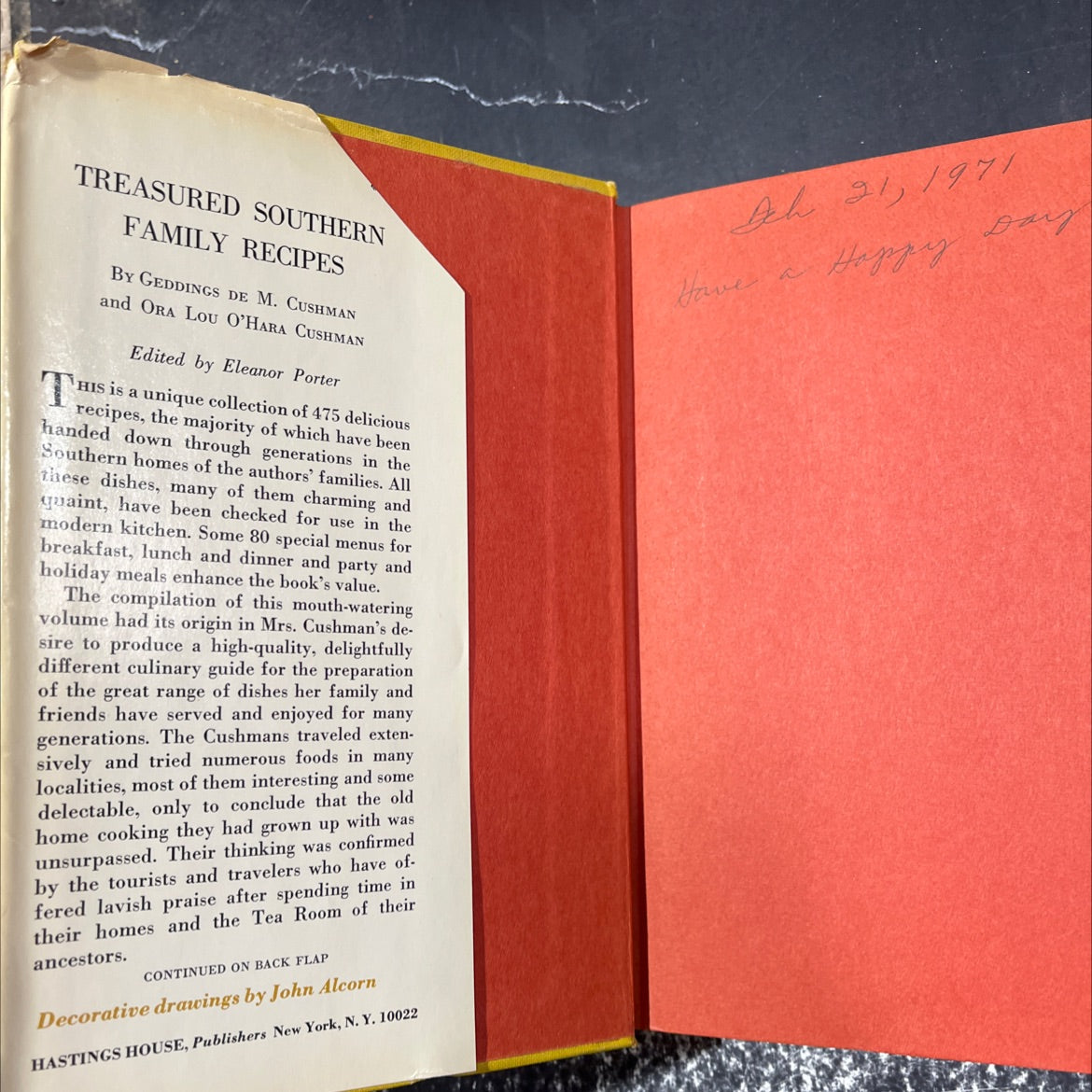 treasured southern family recipes book, by geddings de m. cushman and ora lou o'hara cushman, 1966 Hardcover image 4