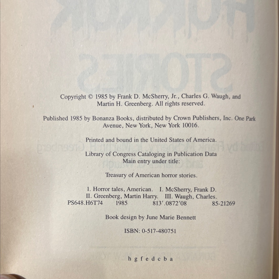 treasury of american horror stories book, by Frank D. McSherry Jr., Martin H. Greenberg, Charles G. Waugh, 1985 image 3