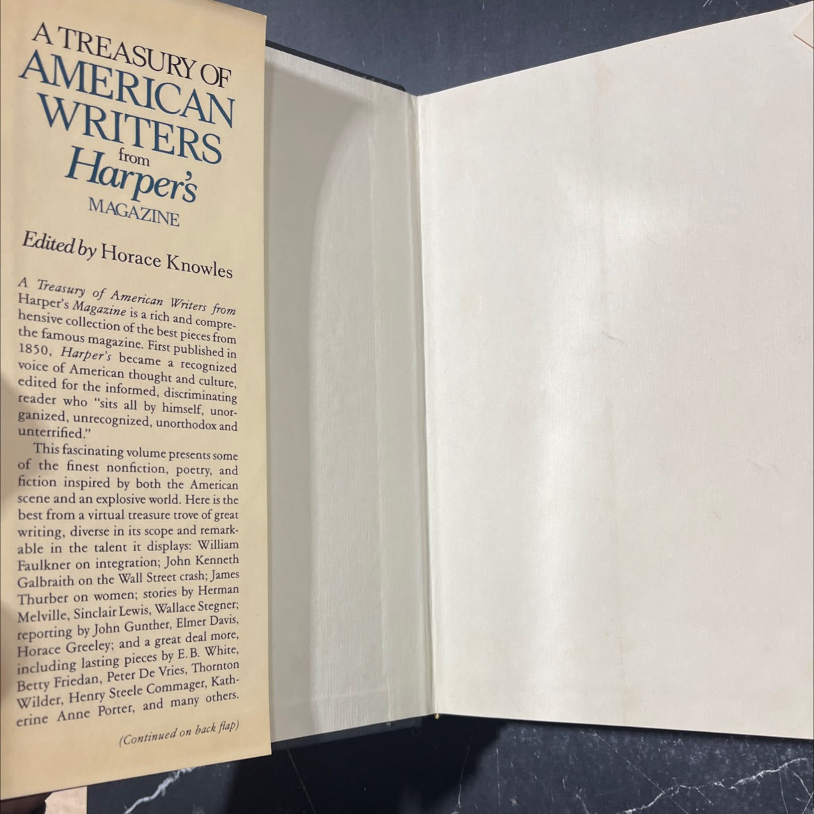 treasury of american writers from harper's magazine book, by Horace Knowles, 1985 Hardcover image 4