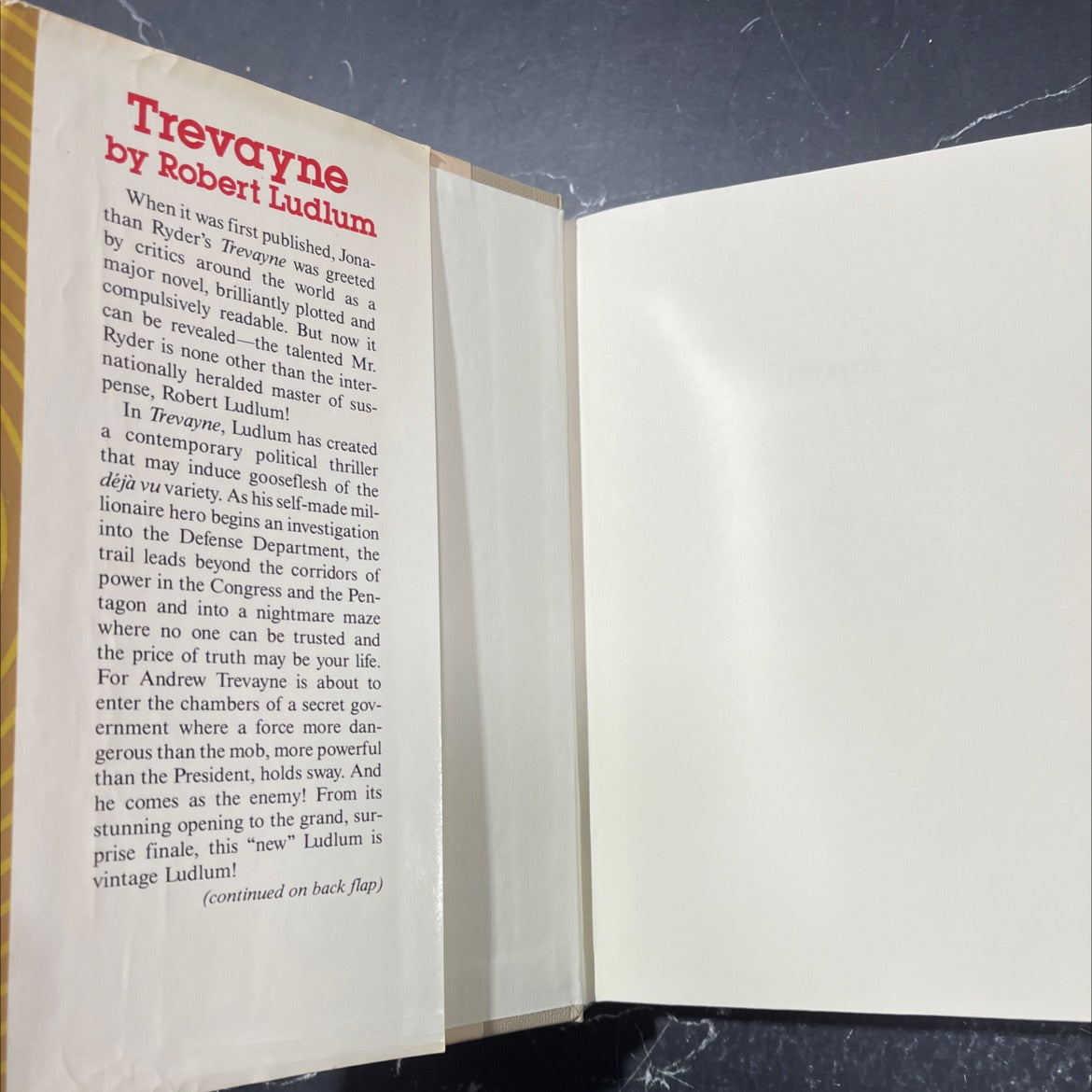 trevayne book, by Robert Ludlum, 1989 Hardcover image 4