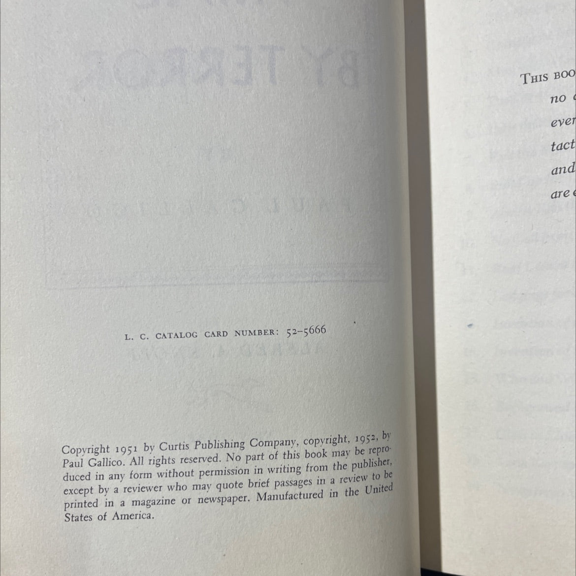 trial by terror book, by paul gallico, 1952 Hardcover image 3